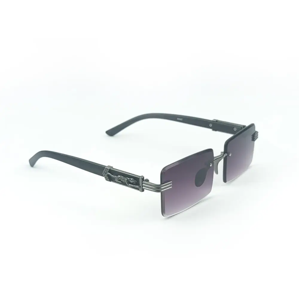 Grey Purple Retro Rectangle Rimless Cartier Sunglasses |OscarEye|