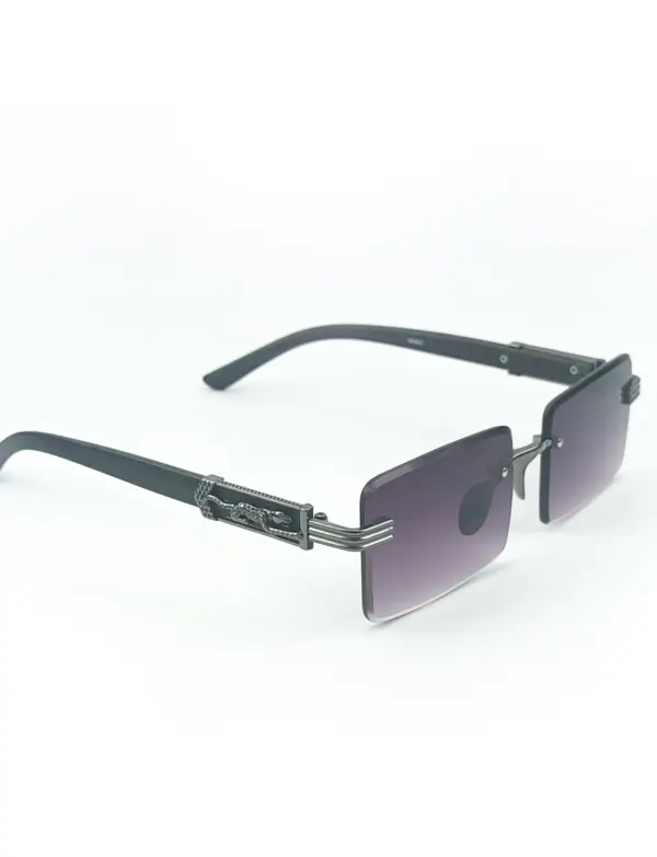 Grey Purple Retro Rectangle Rimless Cartier Sunglasses |OscarEye|