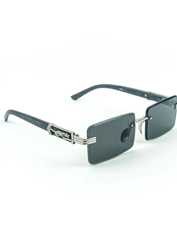 Silver Grey Retro Rectangle Rimless Cartier Sunglasses |OscarEye|