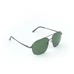 Gunmetal Grey & Green Retro Aviator Metal Power Sunglasses|OscarEye|