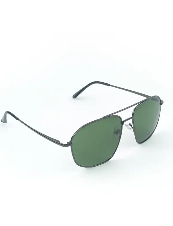 Gunmetal Grey & Green Retro Aviator Metal Power Sunglasses|OscarEye|