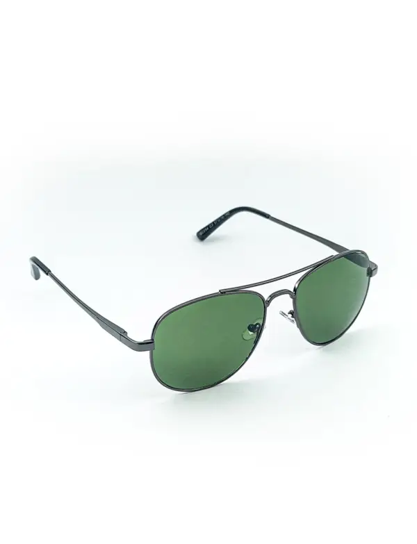 Gunmetal Grey & Green Retro Aviator Metal Power Sunglasses|OscarEye|