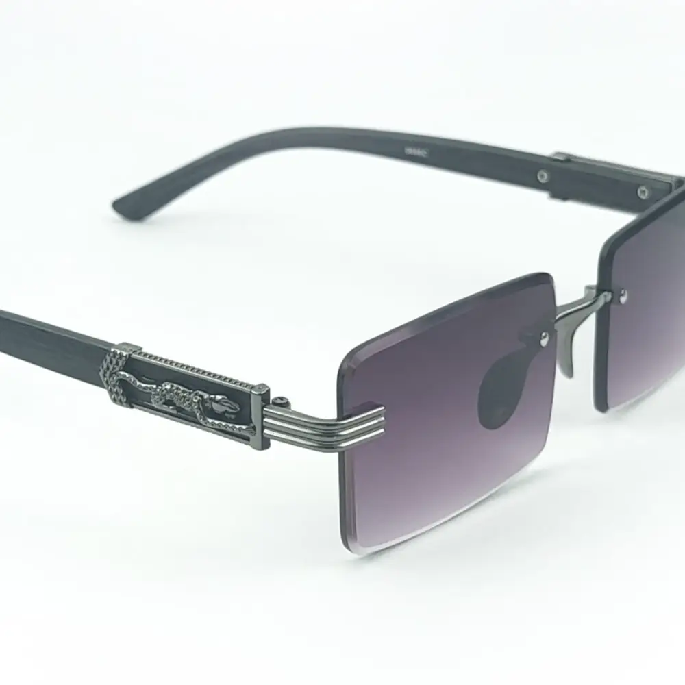 Grey Purple Retro Rectangle Rimless Cartier Sunglasses |OscarEye|