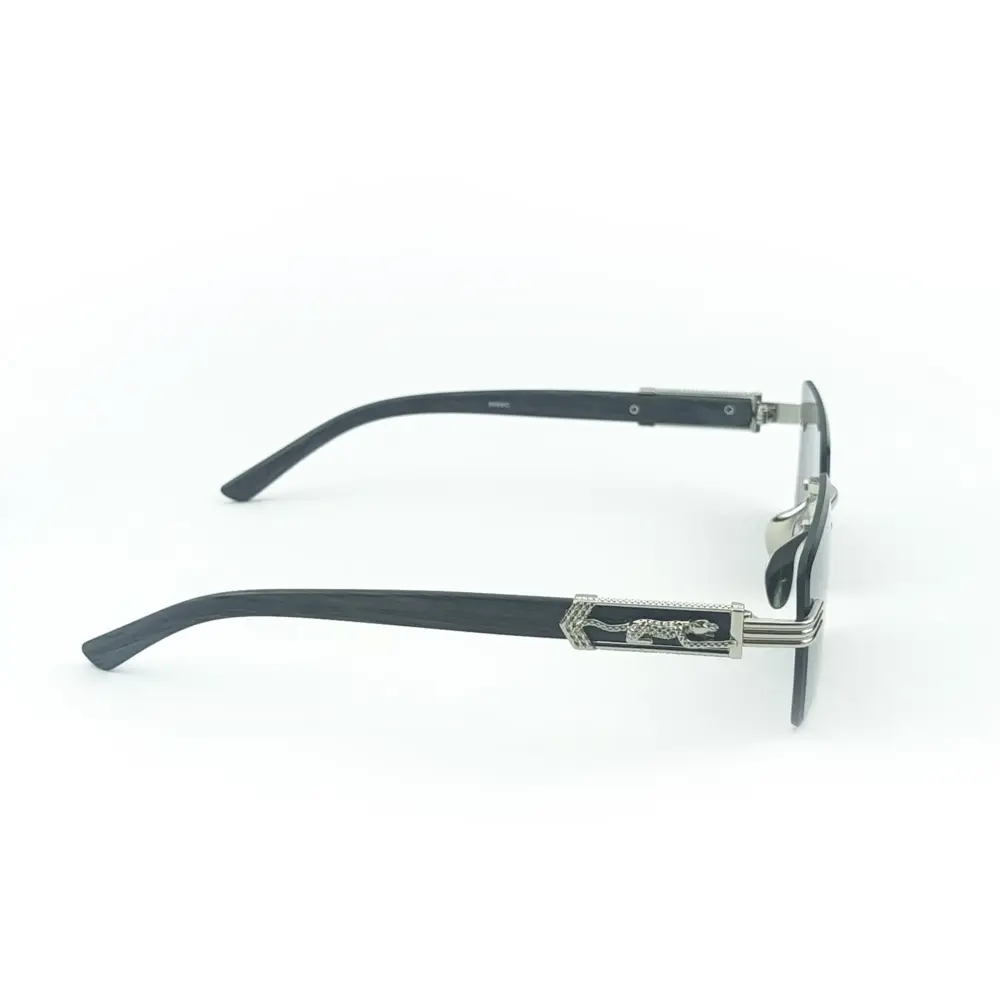 Silver Grey Retro Rectangle Rimless Cartier Sunglasses |OscarEye|