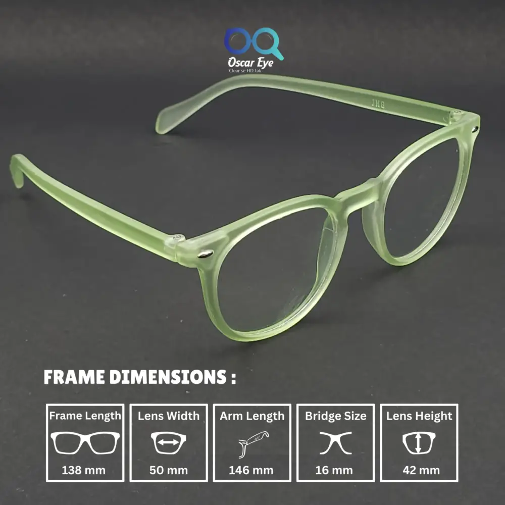 Matte Green panto round eyeglasses with UV protection