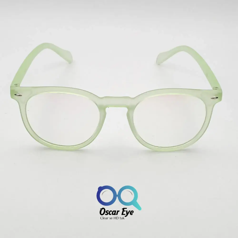 Matte Green panto round eyeglasses with UV protection