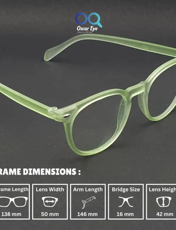 Matte Green panto round eyeglasses with UV protection