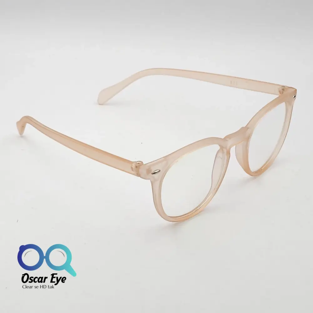 Matte Orange panto round eyeglasses with UV protection