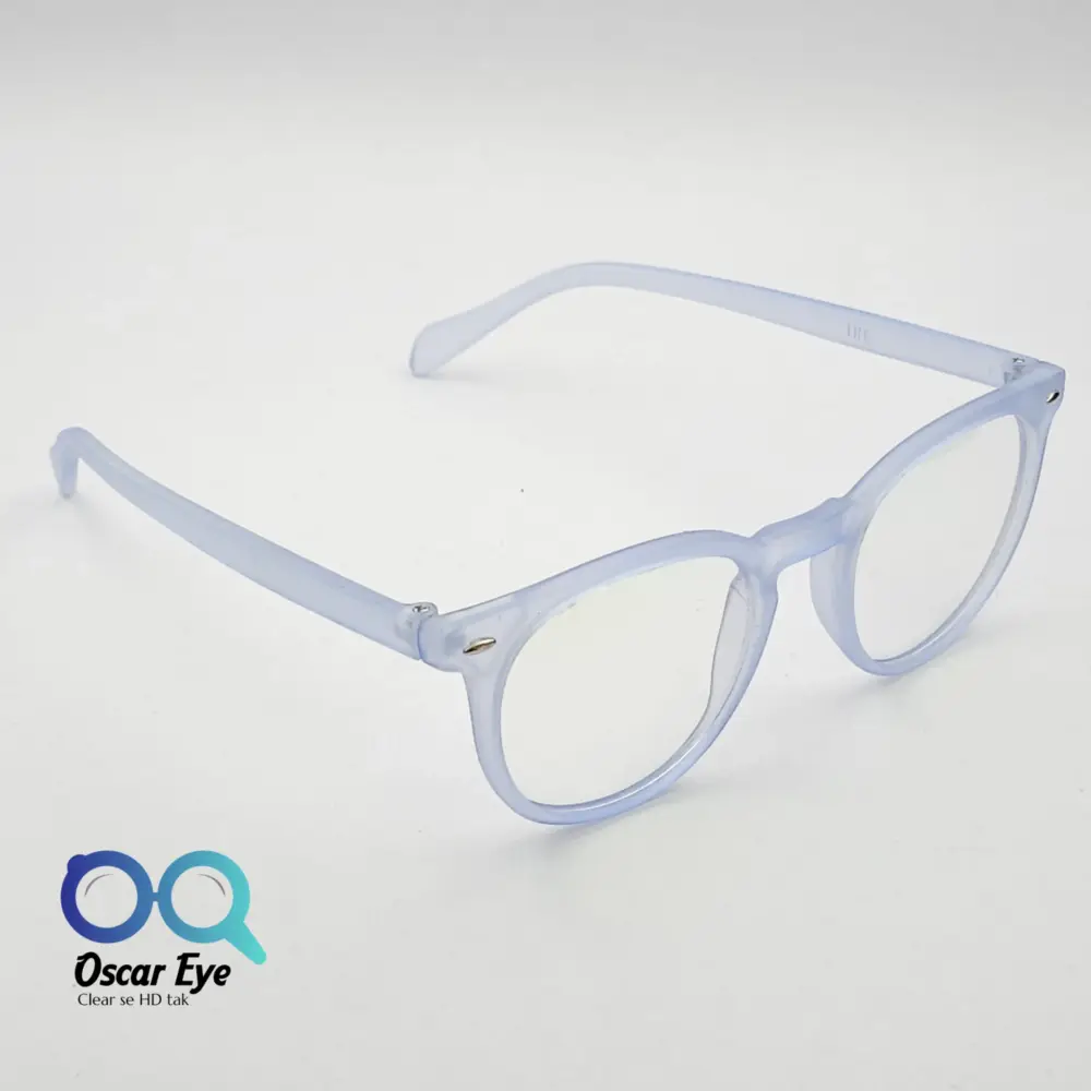 Matte Blue panto round eyeglasses with UV protection |OscarEye|