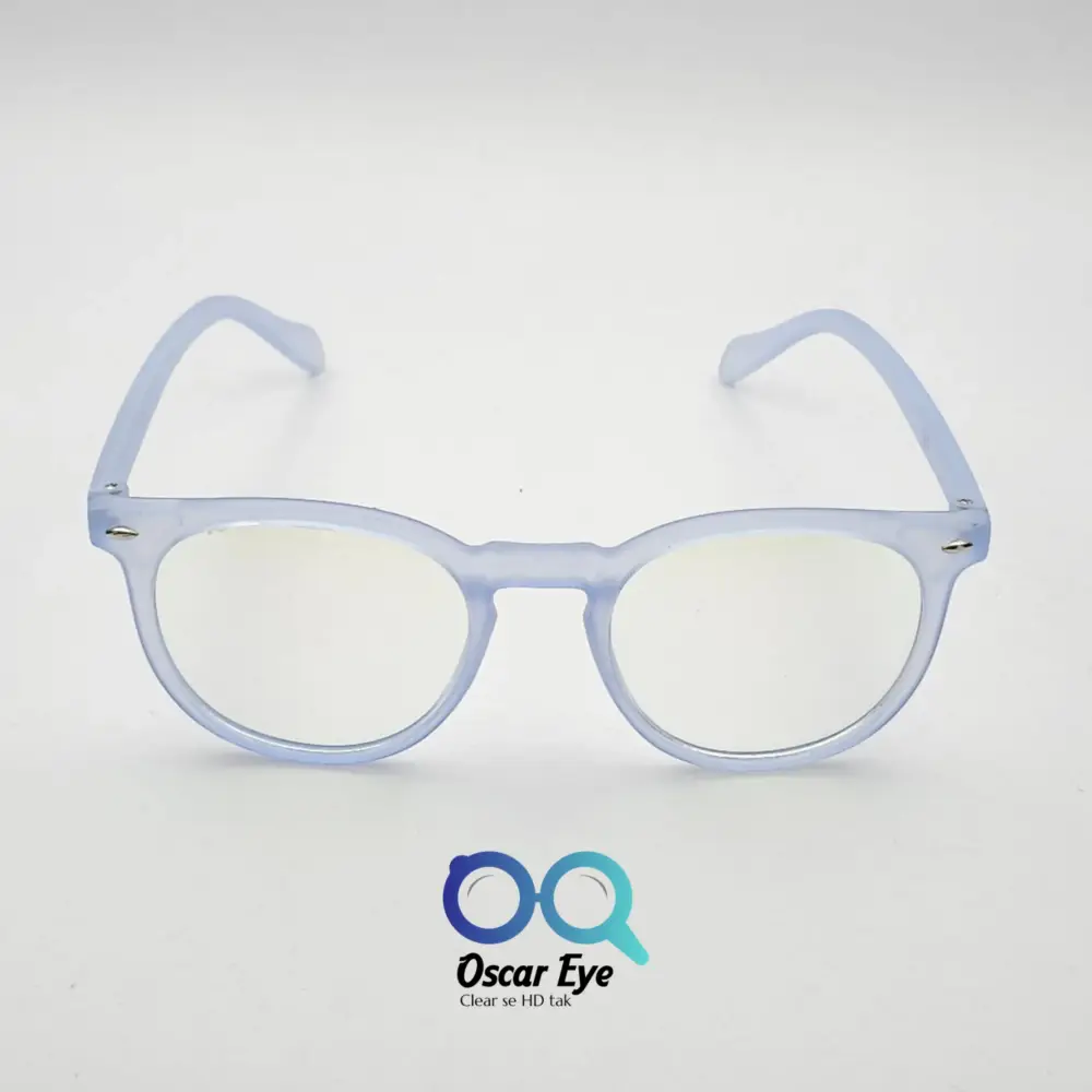 Matte Blue panto round eyeglasses with UV protection |OscarEye|