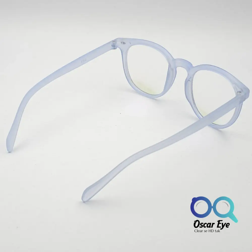 Matte Blue panto round eyeglasses with UV protection |OscarEye|