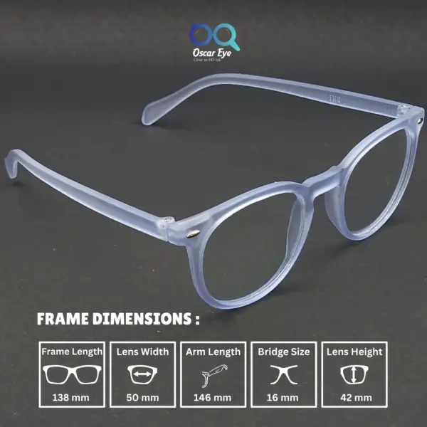 Matte Blue panto round eyeglasses with UV protection |OscarEye|