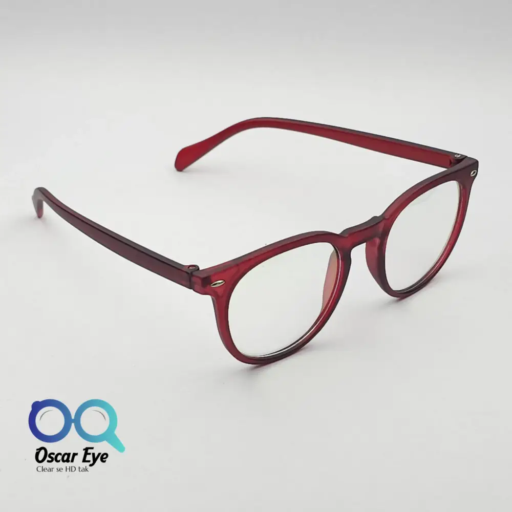 Matte Blue panto round eyeglasses with UV protection |OscarEye|