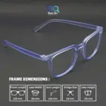 Matte Blue retro square wayfarer eyeglasses with UV protection |OscarEye|