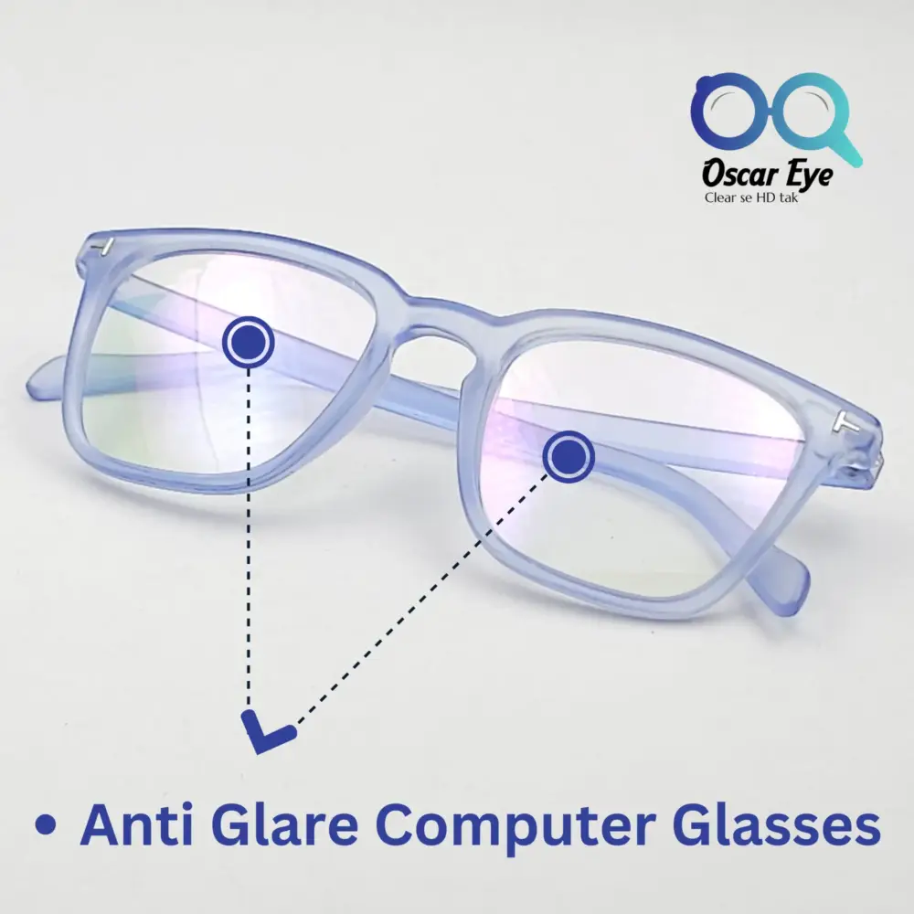 Matte Blue retro square wayfarer eyeglasses with UV protection |OscarEye|