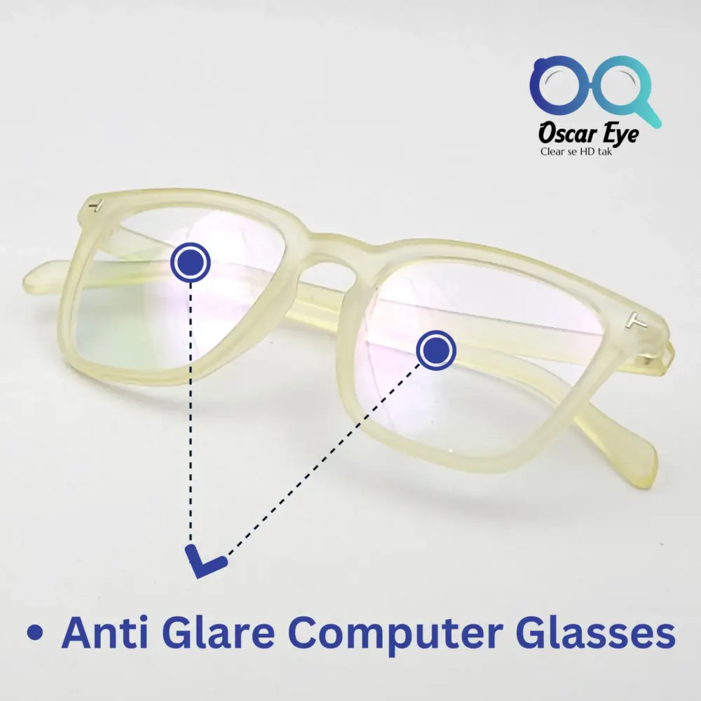 Matte Yellow retro square wayfarer eyeglasses with UV protection |OscarEye|