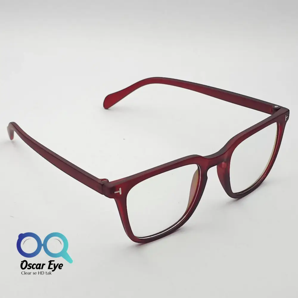 Matte Red retro square wayfarer eyeglasses with UV protection |OscarEye|