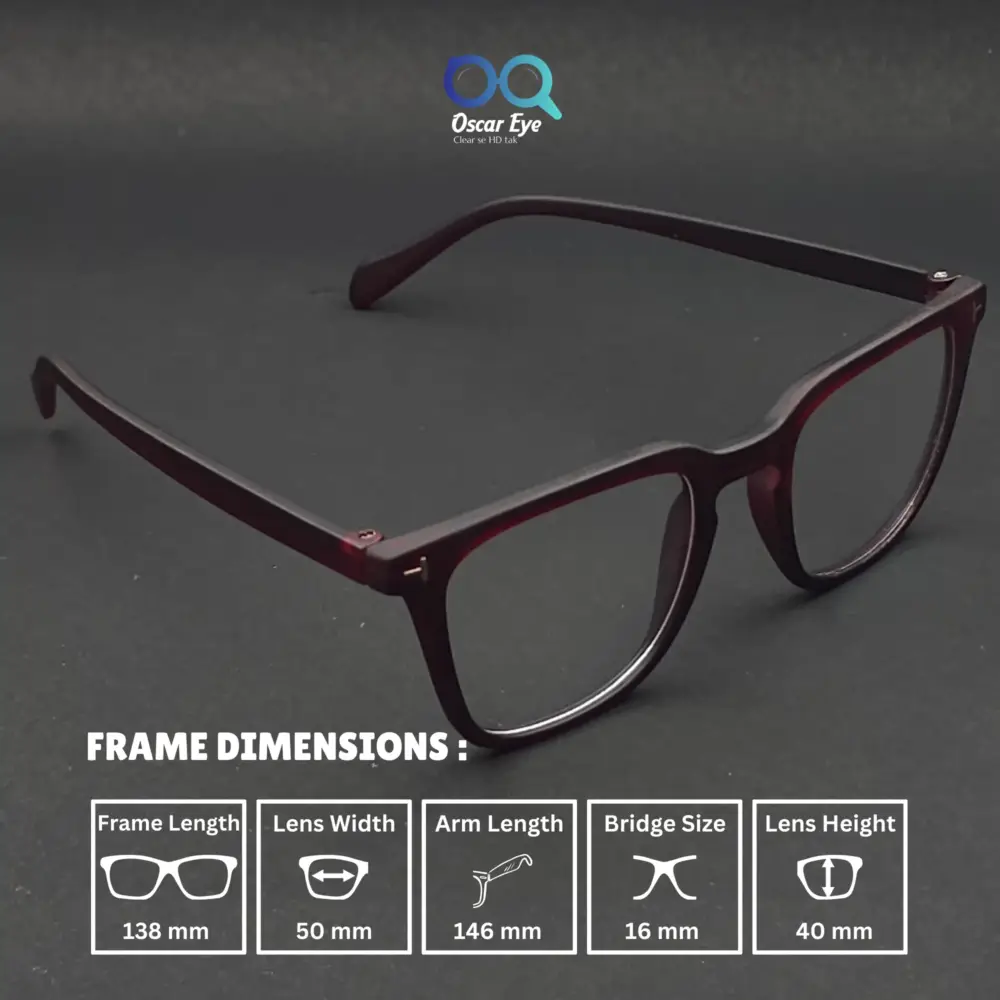 Matte Red retro square wayfarer eyeglasses with UV protection |OscarEye|