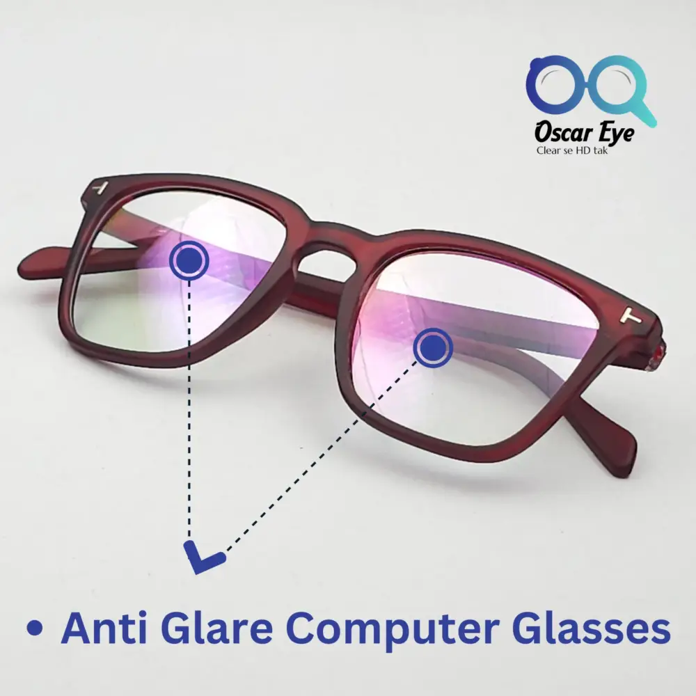 Matte Red retro square wayfarer eyeglasses with UV protection |OscarEye|