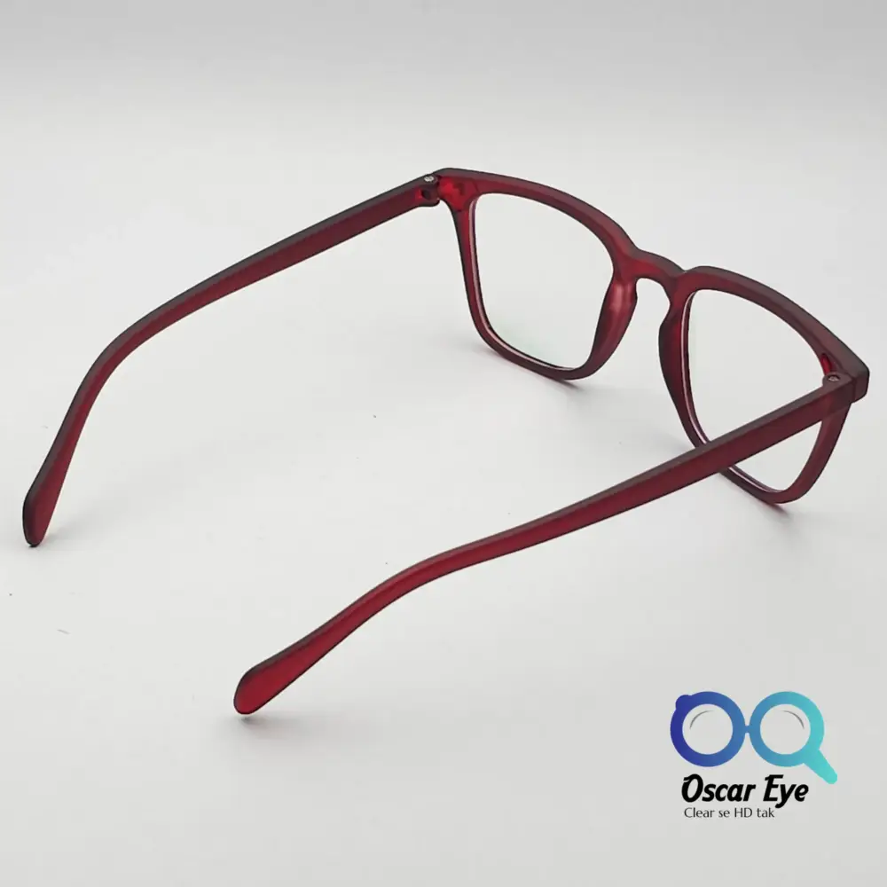 Matte Red retro square wayfarer eyeglasses with UV protection |OscarEye|