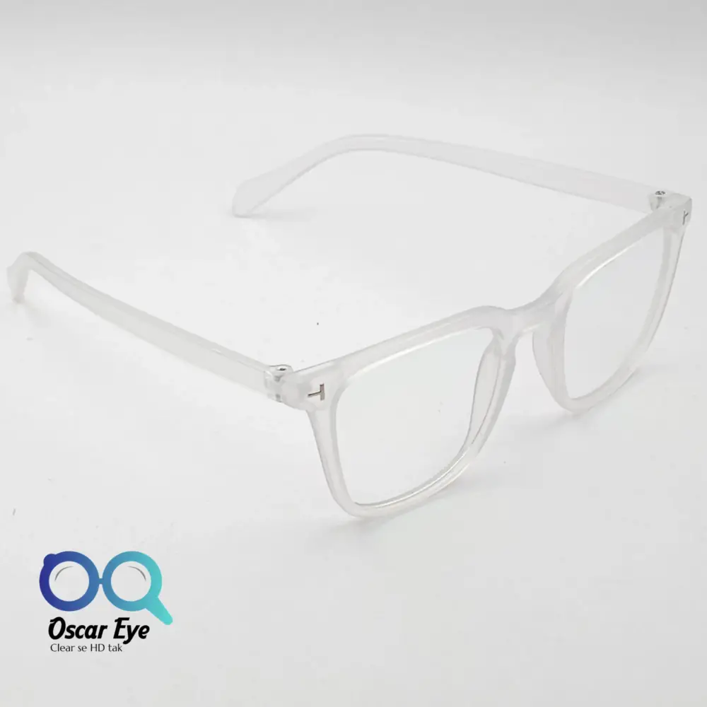 Matte White retro square wayfarer eyeglasses with UV protection |OscarEye|