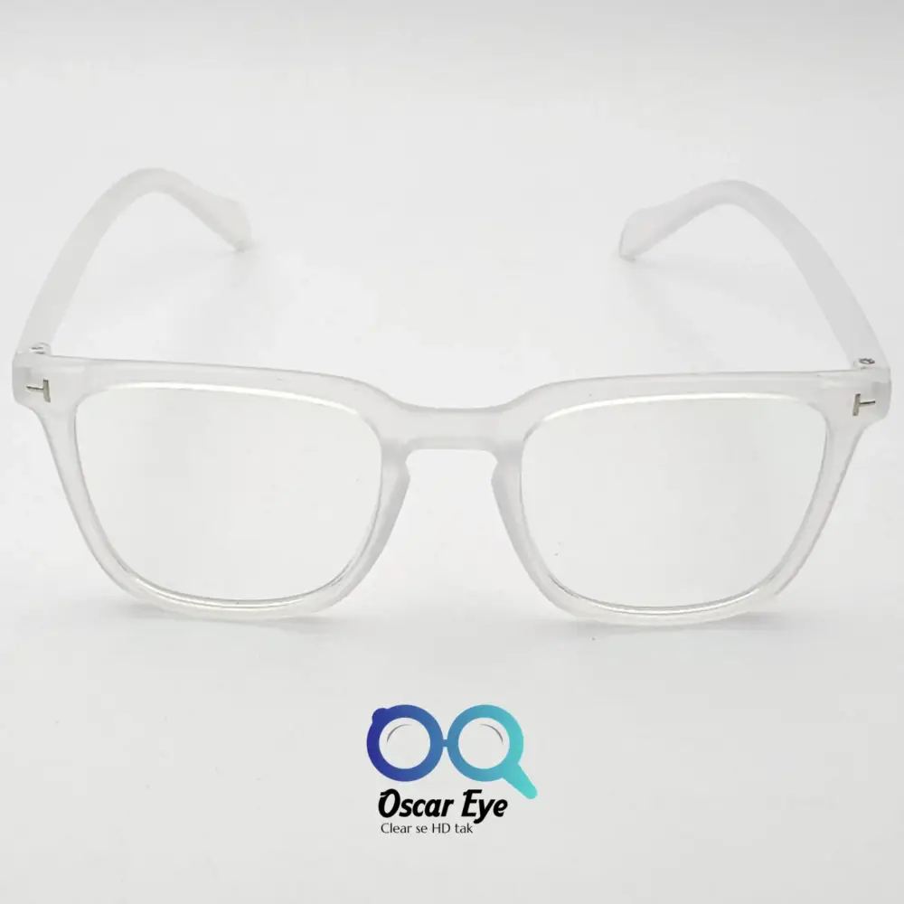 Matte White retro square wayfarer eyeglasses with UV protection |OscarEye|