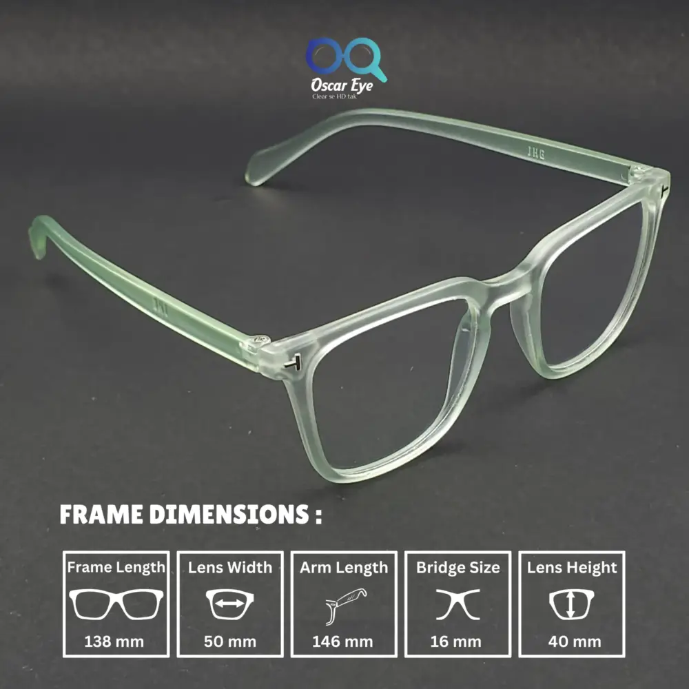 Matte Green retro square wayfarer eyeglasses with UV protection |OscarEye|