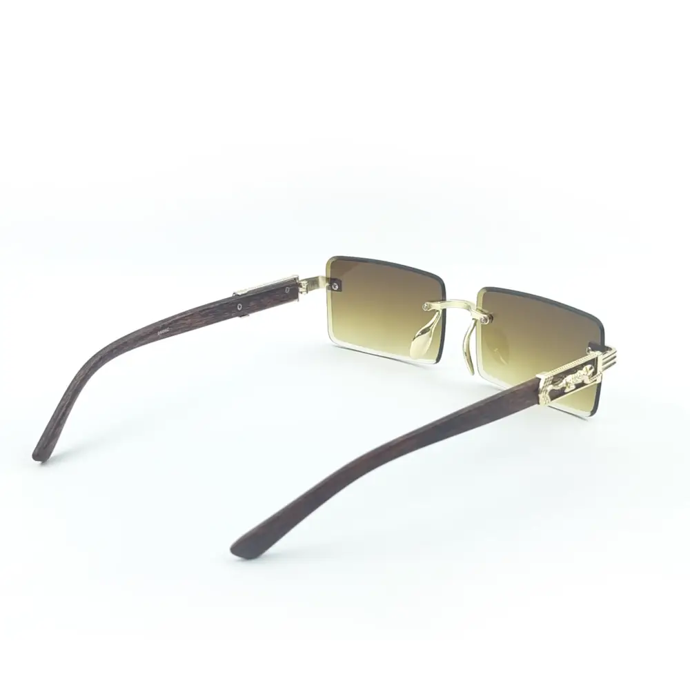 Golden Brown retro rectangle rimless cartier Sunglasses