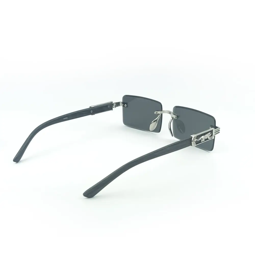 Silver Grey Retro Rectangle Rimless Cartier Sunglasses |OscarEye|