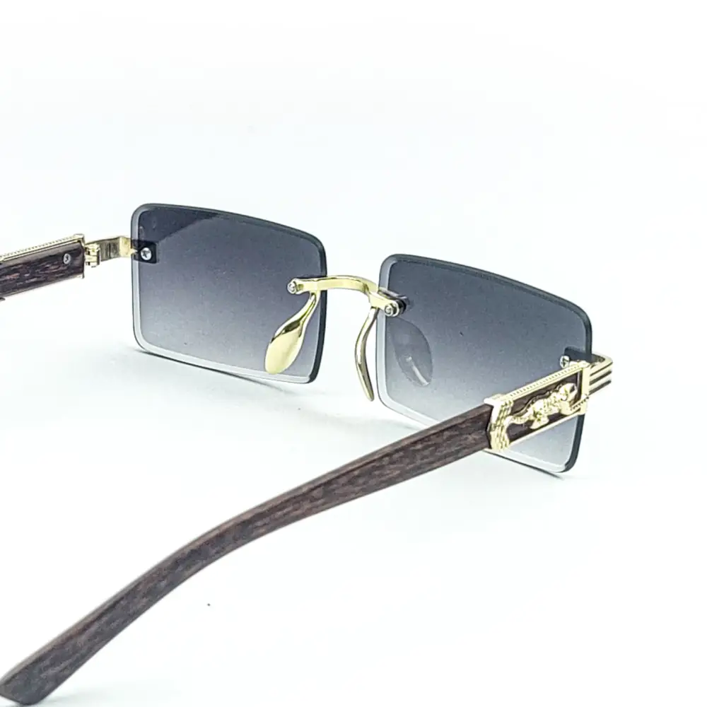 Golden Grey Retro Rectangle Rimless Cartier Sunglasses |OscarEye|