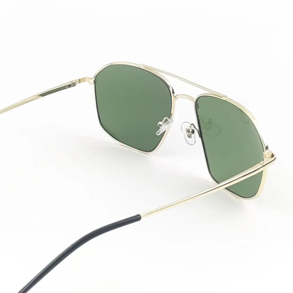 Golden Green Retro Aviator Metal Power Sunglasses|OscarEye|