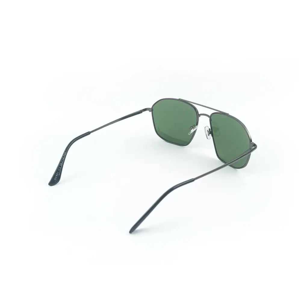 Gunmetal Grey & Green Retro Aviator Metal Power Sunglasses|OscarEye|