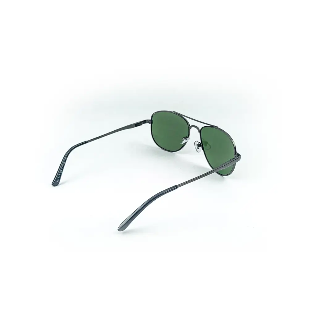 Gunmetal Grey & Green Retro Aviator Metal Power Sunglasses|OscarEye|