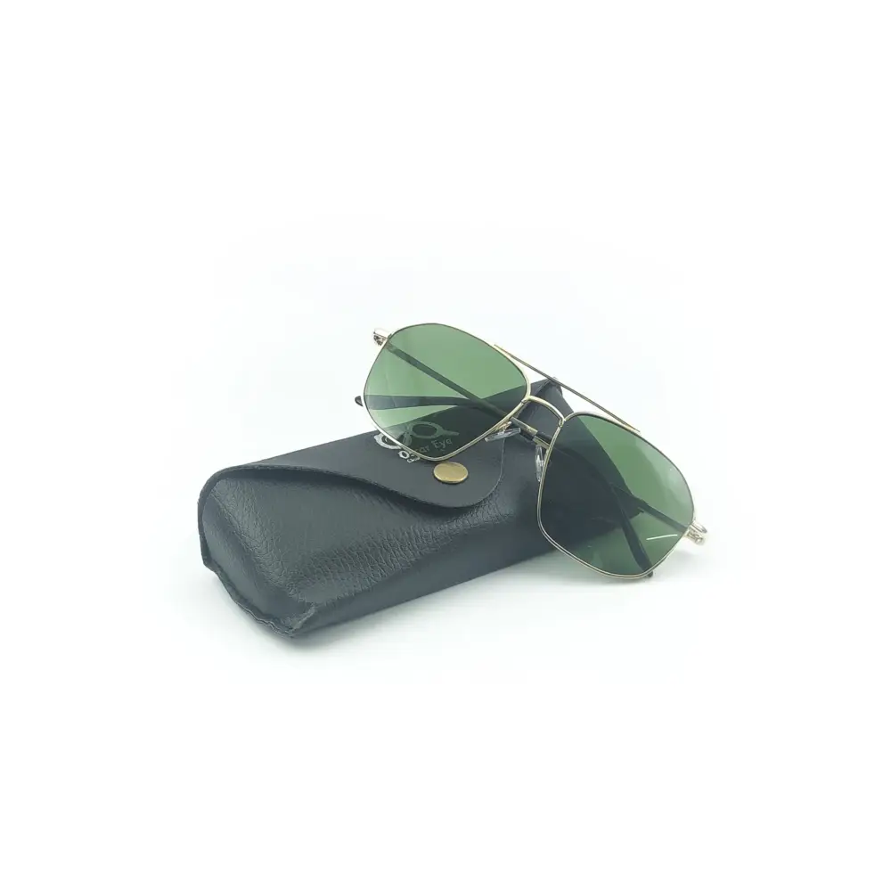 Golden Green Retro Aviator Metal Power Sunglasses|OscarEye|