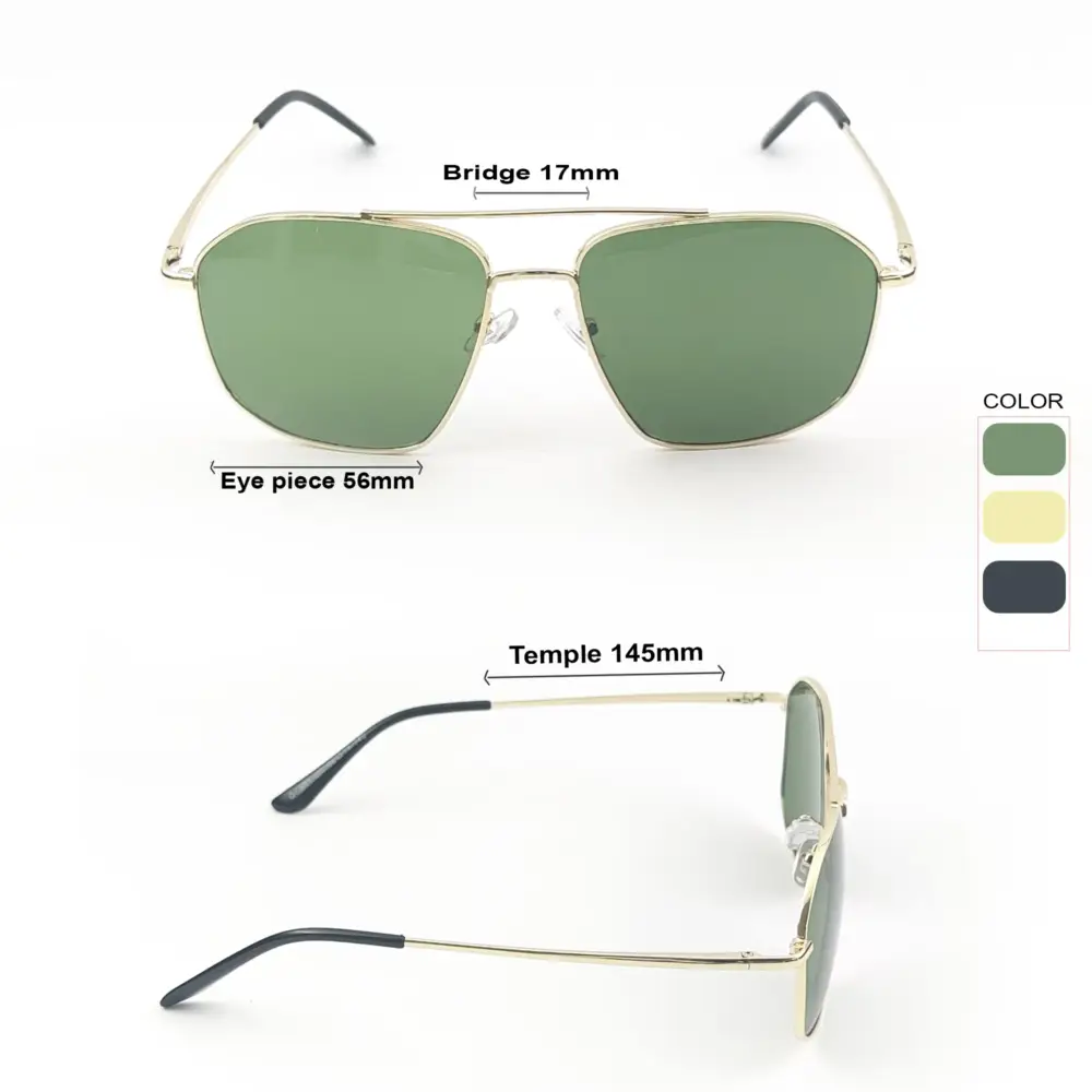 Golden Green Retro Aviator Metal Power Sunglasses|OscarEye|