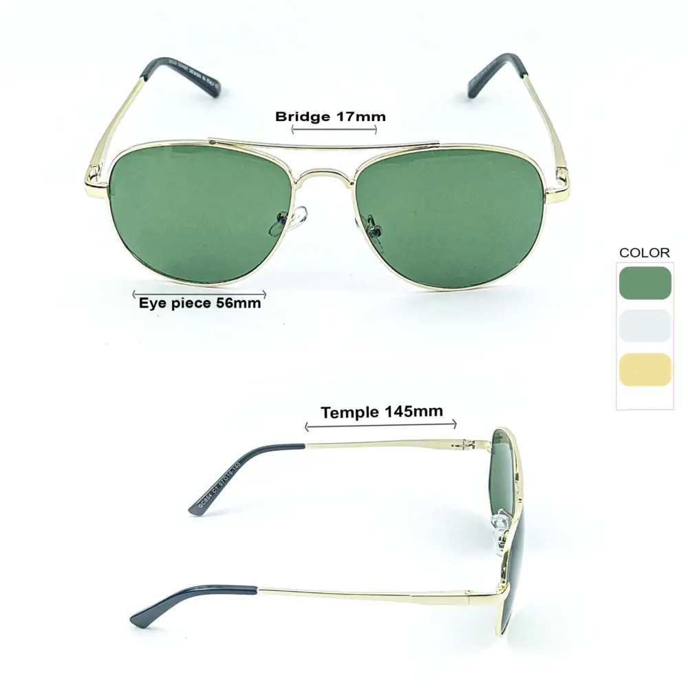 Golden Green Retro Aviator Metal Power Sunglasses|OscarEye|