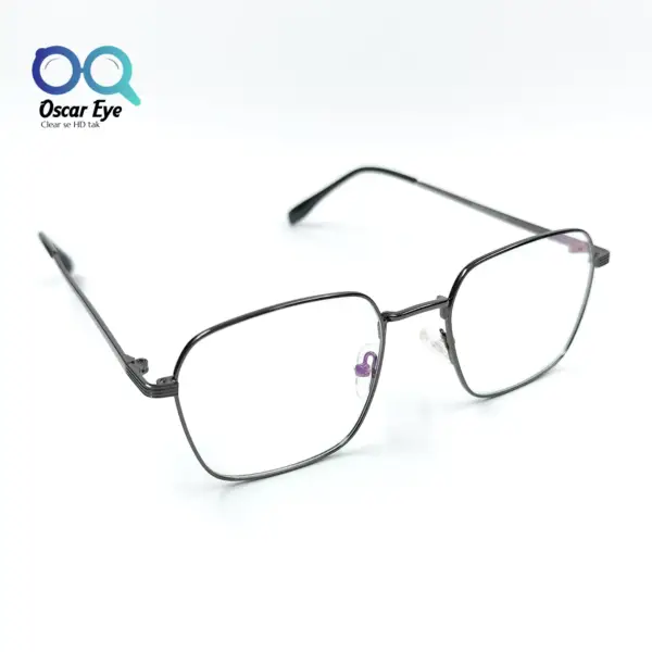 Retro Square Grey Metallic Imported Eyeglasses |OscarEye|