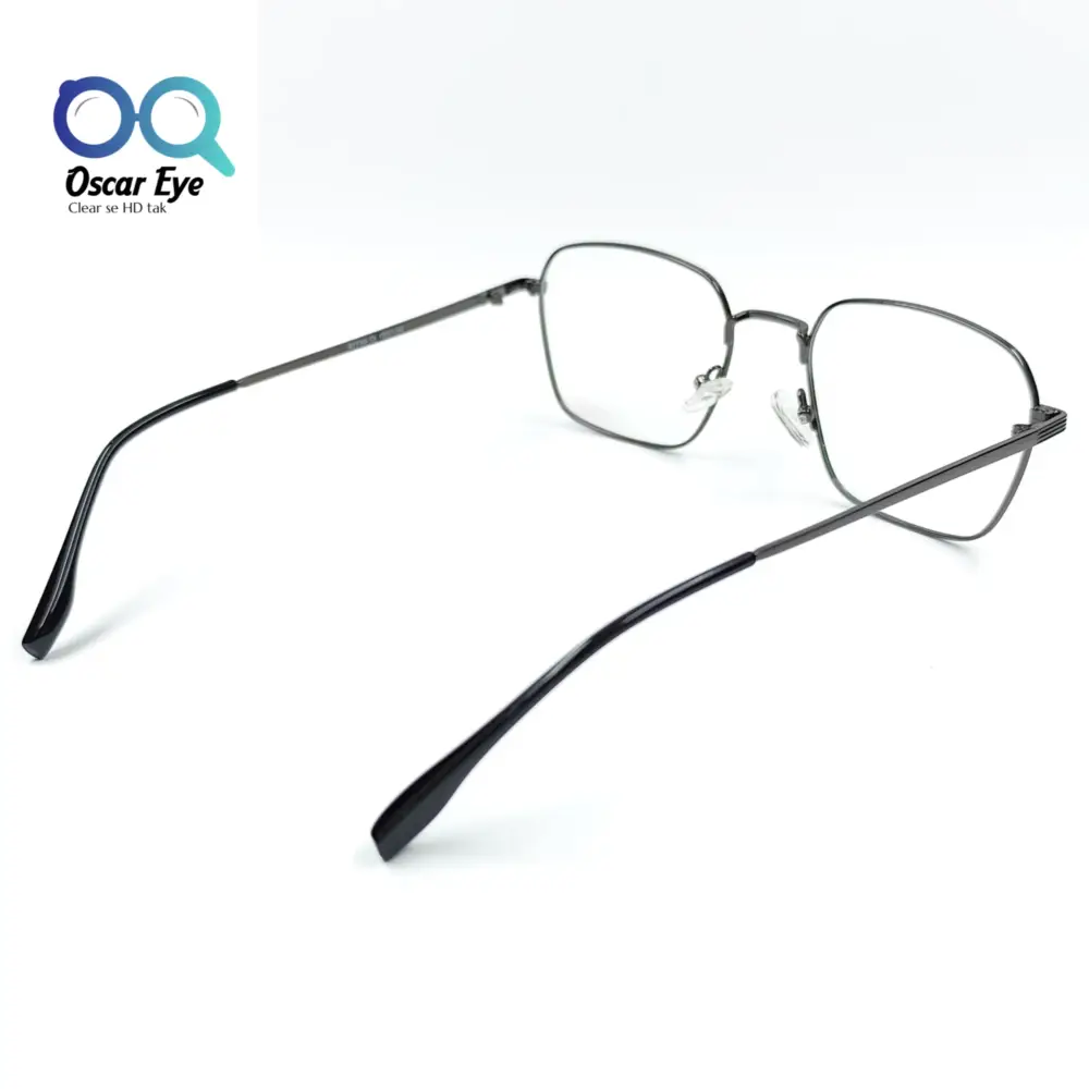 Retro Square Grey Metallic Imported Eyeglasses |OscarEye|