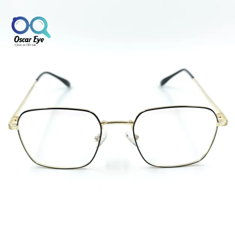 Retro Square Golden Metallic Imported Eyeglasses |OscarEye|