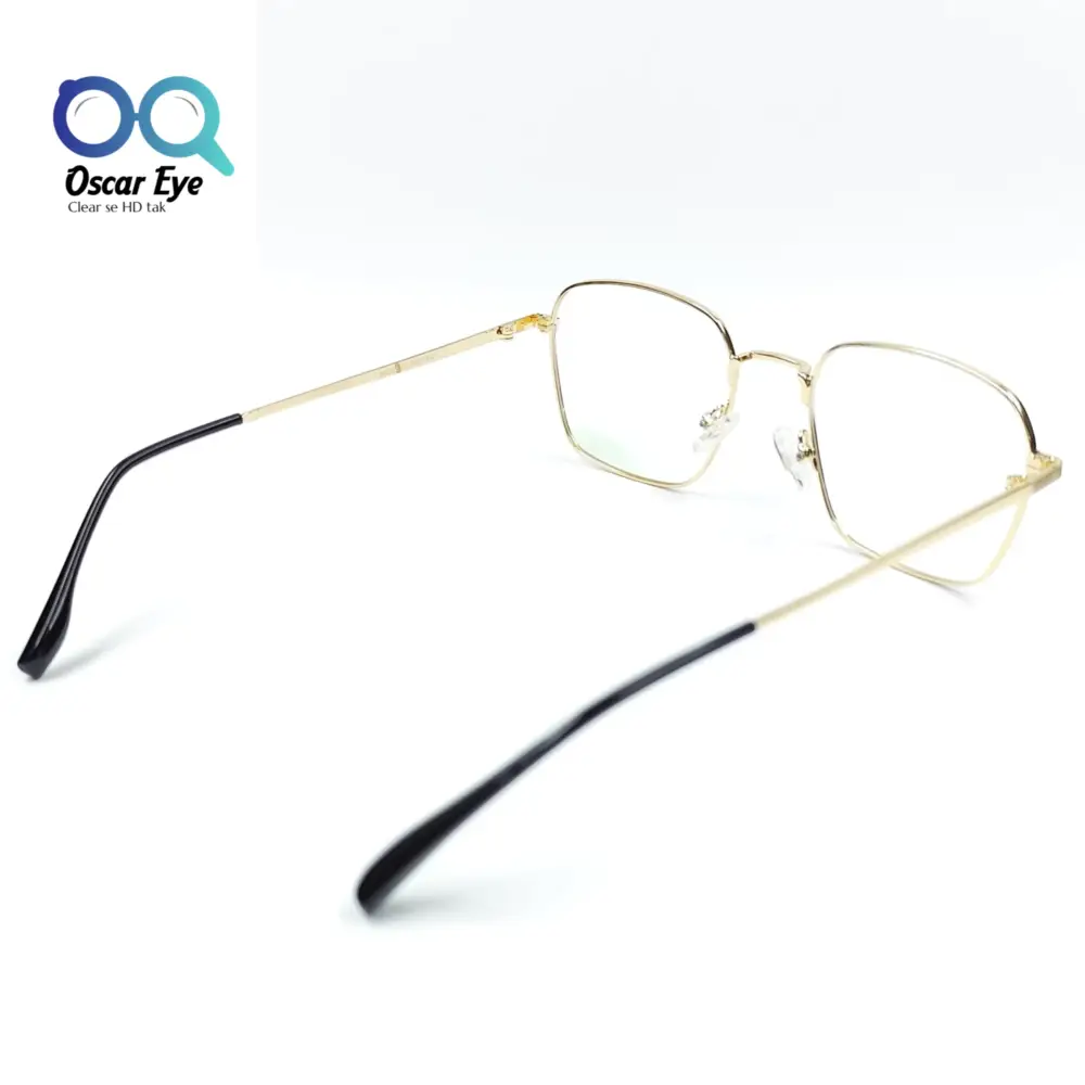 Retro Square Golden Metallic Imported Eyeglasses |OscarEye|