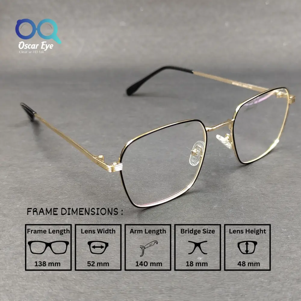 Retro Square Golden Metallic Imported Eyeglasses |OscarEye|