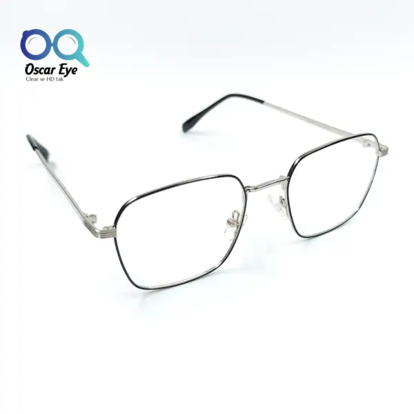 Retro Square Silver Metallic Imported Eyeglasses |OscarEye|