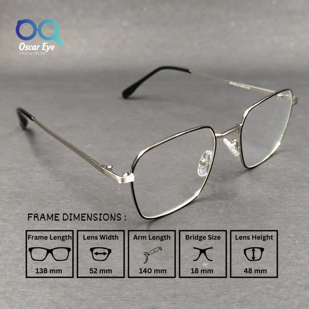 Retro Square Silver Metallic Imported Eyeglasses |OscarEye|