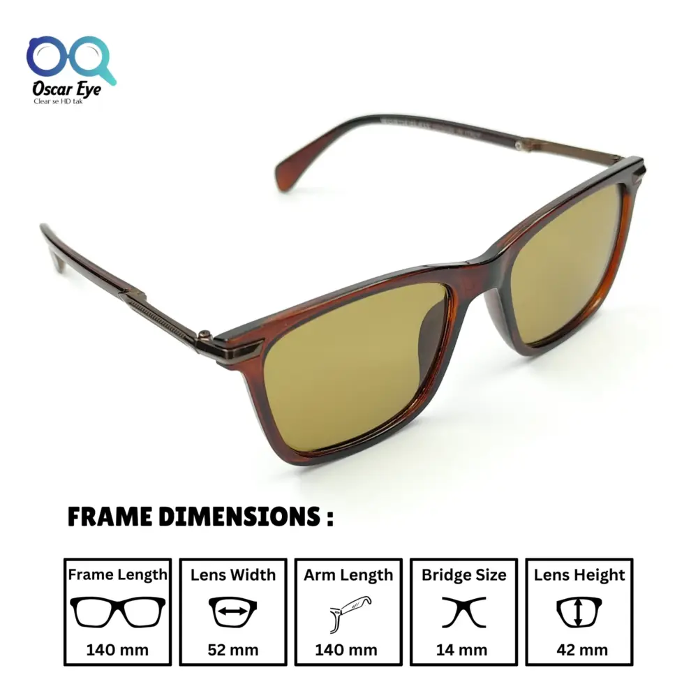 Brown Rectangular Wayfarer Power Sunglasses |OscarEye|