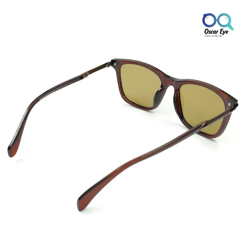 Brown Rectangular Wayfarer Power Sunglasses |OscarEye|