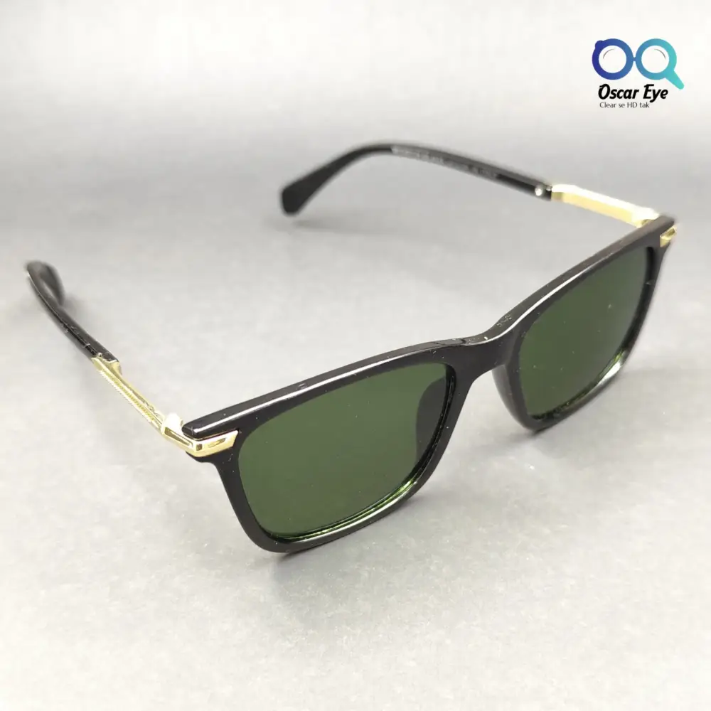 Black Green Rectangular Wayfarer Power Sunglasses |OscarEye|