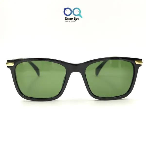 Black Green Rectangular Wayfarer Power Sunglasses |OscarEye|