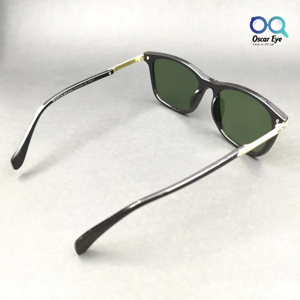 Black Green Rectangular Wayfarer Power Sunglasses |OscarEye|