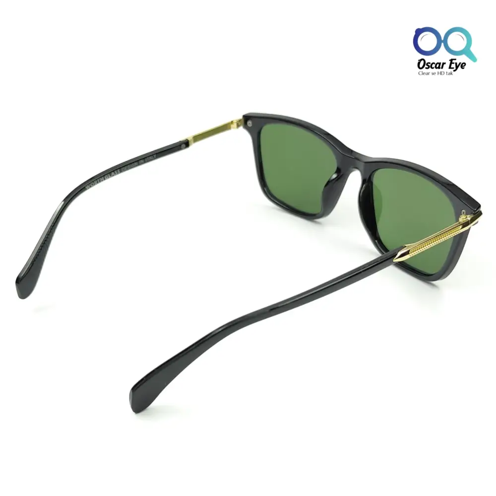 Black Green Rectangular Wayfarer Power Sunglasses |OscarEye|