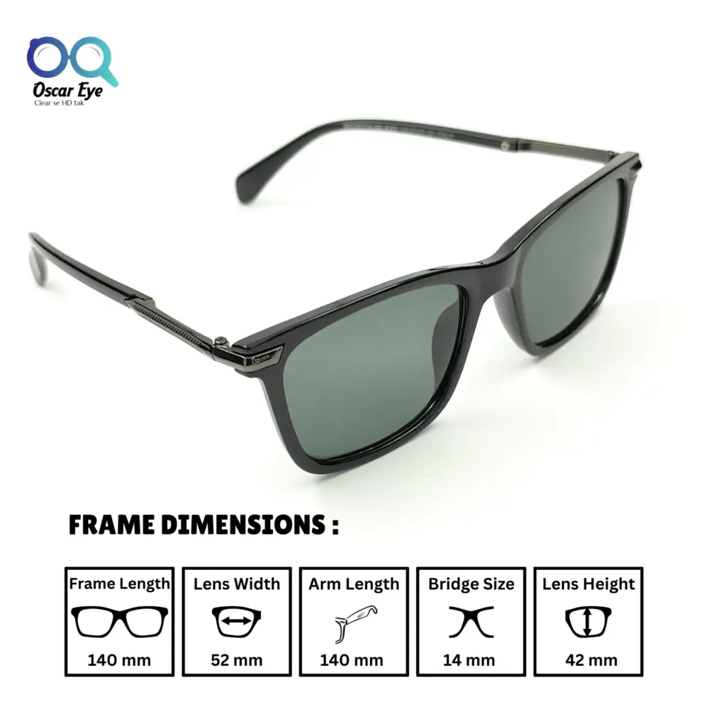 Black Rectangular Wayfarer Power Sunglasses |OscarEye|